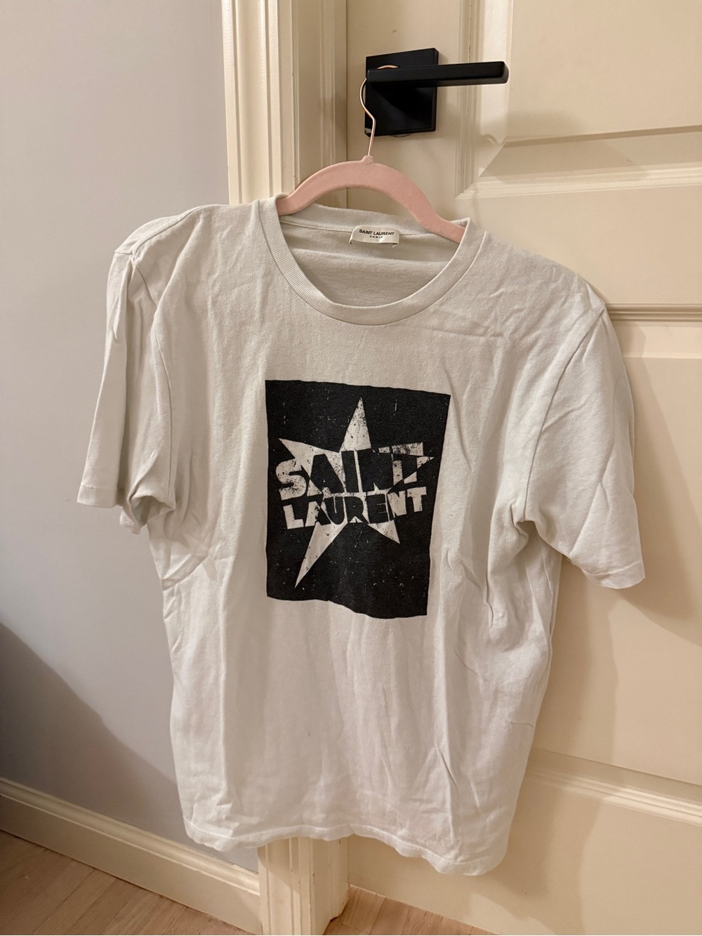 Saint Laurent White Tee with Black Graphic